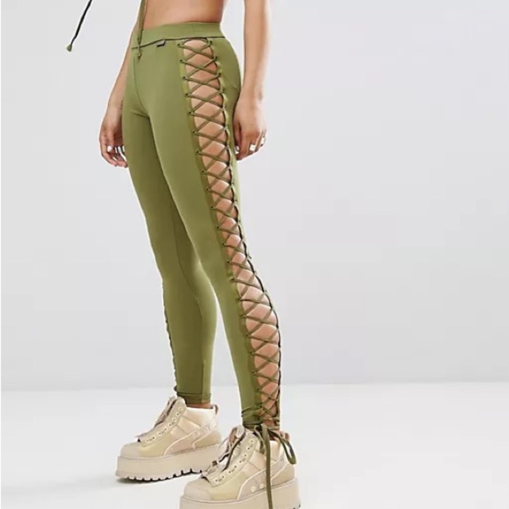 Puma by Rihanna Fenty Leggings Size Small Satin Lace Up